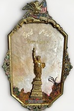 Vintage America Wall Plaque “God Bless America” Statue of Liberty Decor Convex  picture