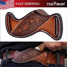 TOURBON Leather Fixed Blade Knife Sheath Slanted Pancake Belt Holster Hunting picture