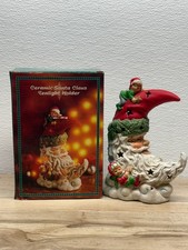 Vtg 1994 Dayton Hudson Ceramic Crescent Santa Claus Tealight Candle Holder picture