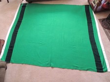 Vintage Early's Settler of Witney 100% Pure Wool Green Blanket w/ 2