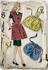 1944 Simplicity Sewing Pattern 1163 Womens Whole+Half Aprons 3 Styles Med 13838 picture