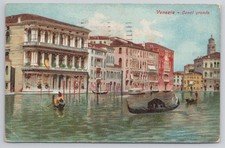 1922 Venice Grand Canal Postcard - Gondolas & Historic Palazzi Italy picture