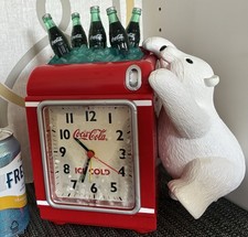 1990s cute • Coca Cola • clock/bank Diet Coke Polar Bear coin Xmas Christmas picture