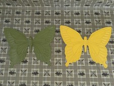 Vintage MCM Syroco Yellow/Green Butterfly Wall Decor Set of 2 USA Plastic picture