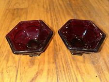 Vintage Avon Cape Cod Collection cranberry Glass Candle Holders One Pair  picture