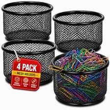Mesh Paper Clip Holder for Desk, Paperclip Holder, Black, 4 Pack picture