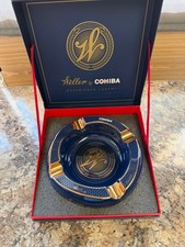 Weller By Cohiba Exclusive Cigar Ceramic Ashtray, BLUE W GOLD w Gift Box, NEW picture