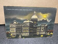 Indiana State Capital At Night Indianapolis Indiana Postcard￼ picture