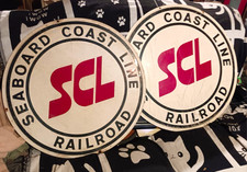 Seaboard Coast Line Railroad SCL Round Sign Plaque Set (2 Pieces) picture