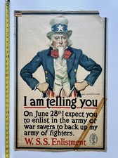 Original 1918 WWI UNCLE SAM I AM TELLING YOU Poster by James Montgomery Flagg picture