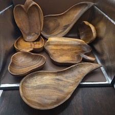 Vintage MCM House Of MONKEYPOD Solid Wood Bowl Set Acacia Monkey Pod 7 PieceS picture