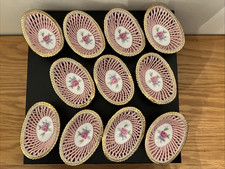 Lot 11 Richard Japan Porcelain Basket Pink Rose Center Reticulated Ceramic Dishs picture