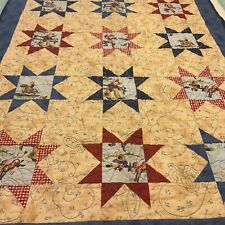Gorgeous Handmade Double Sided Patchwor Quilt Rodeo Cowboy 44x33 picture