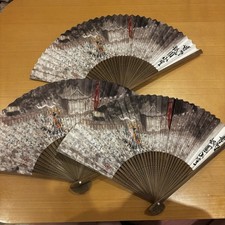 Japanese Folding Fan Sensu Set of 3 Samurai Festival Design  Hand Fan Japan picture