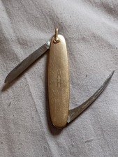 Antique D.R.B. Art Deco Gold Filled Handles Pocket Knife With AH Monogram. picture