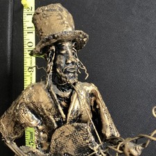 Vintage John Flavius Barbados Wire Folk Art Musician Signed 1996 picture
