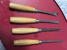 Lot Of 4 Carving Gouges Sweep Chisel Wood Handle Tools Hobby Vintage Used Plus 1 picture