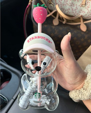 SALE 2026 Starbucks Bearista Bear Cup Tumblers Strawberry Topper Baseball Cap picture