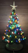 Vintage 1981 Nowell's Mold 16-inch Tall Ceramic Lighted Christmas Tree w/ Base picture