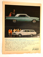 1965 Ford Fairlane 500 Coupe & Wagon 2-Sided Magazine Print Ad Mutual of Omaha picture