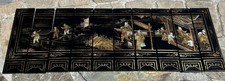 Vintage Black&Gold 10 Panel Chinese Scene 46”x16” Screen/Wall Hanging picture