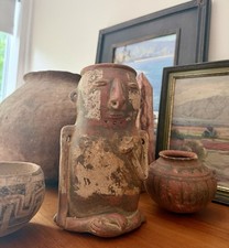 Pre Columbian Peru Paracas Incised Pottery Vessel Zoomorphic Decor ca. 100 AD picture