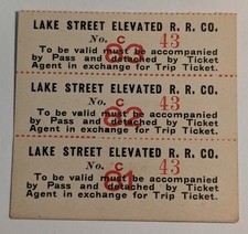 **VINTAGE LAKE STREET ELEVATED RAILROAD COMPANY TRIP TICKET LOT OF 3** picture