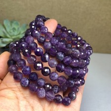 5Pcs Wholesal Natural Dreamy amethyst bracelets Crystal ball sphere facet 8mm picture