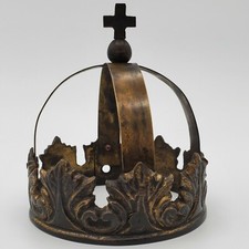 Original Antique Brass Heraldic Crown Topper Orb Cross Finial European Heraldic picture