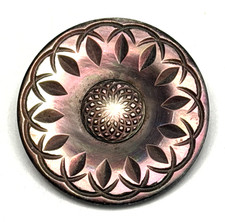 GORGEOUS Large Vintage Carved FLOWER/FLORAL Smokey MOP Button - 1-3/8