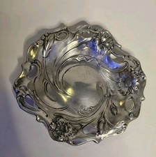 Vintage 1981 Elias Fine Pewter Floral Trinket Dish F33 Art Nouveau Style USA 4