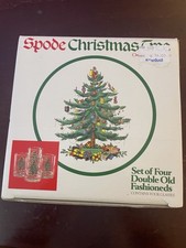 Spode Christmas Tree Set of 4 Double Old Fashioneds New In Box Never Used picture