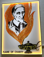 St. Vincent de Paul LED Gold Framed 25”X33” Flame of Charity Home Wall Art Decor picture