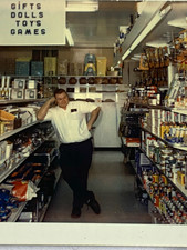 Vtg color photo shopkeeper general store interior  1950s signage picture