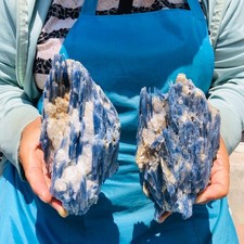 2 Pieces 4.4LB Natural Blue Crystal Mineral Quartz Crystal Healing Sample 5994 picture