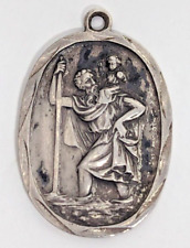 Vintage St Christopher Protect Us Sterling Silver Catholic Religious Medal A24 picture