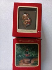 Vtg Warmhearted Holiday Christmas Ornament W/Stand Carlton Cards In Boxes picture