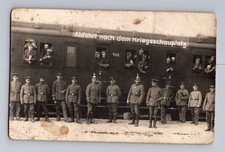 German Train Filled With Troops Departing War Zone WWI Postcard RPPC picture
