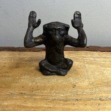 Vintage,  Bronze,  Monkey Business Card Holder. Unique, Desk Decor. picture