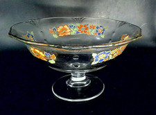 Imperial Glass 1920s Clear Poppy Compote Footed Bowl Depression Glass Round picture