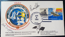 STS 41-C crew patch cover , Autographed by (2) Crippen & Van Hoften picture