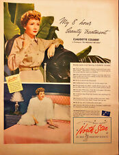 North Star Wool Blankets Claudette Colbert World War II Vintage Print Ad 1943 picture