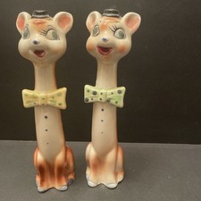 Vintage 1950s Rare Tilso Hand Painted Long Neck  Giraffe salt and pepper shakers picture