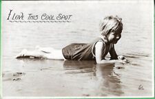 Original Antique Real-Photo Postcard GIRL BATHING Bell Series Essex Silver Print picture