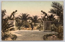 Achilleion Palace Garden CORFU Greece Statues Palm Trees Vintage Postcard picture
