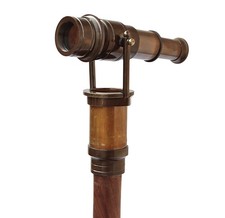 Antique Brass Hollywood Walking Stick Collectors Telescope Wooden Walking Can... picture
