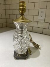 WATERFORD Lismore Crystal Accent Small Table Lamp Vintage Brass Base picture