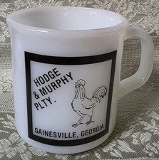 1960s Anchor Hocking Hodge & Murphy Poultry Gainesville, Georgia Milk Glass Mug picture