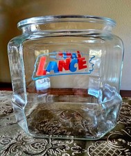 💯 Vintage 8 Sided Lance Cracker Cookie Jar, No Lid, Embossed Lance 6.5