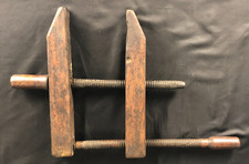 Antique Vintage Primitive Wooden Woodworking Screw Type Vise Clamp for Decor picture